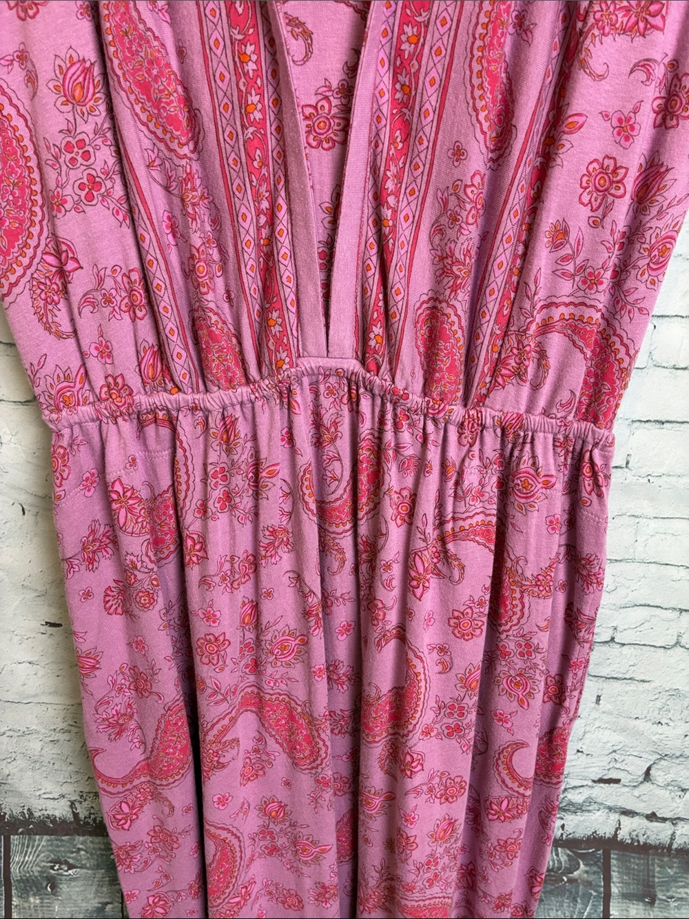 Pure Jill Border Print Maxi Dress Small Petite Pink Purple Paisley Casual NWT - Picture 9 of 16